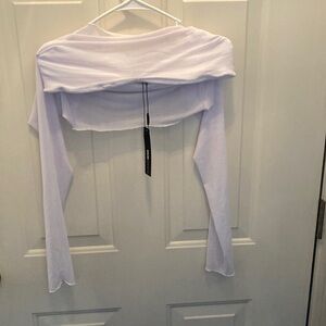 Fashion Nova White build in bra  sheer Off-Shoulder Long Sleeve Top size XL NWT